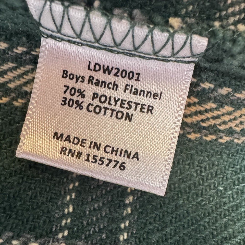 Properly Tied Boys Ranch Flannel Plaid Shirt Size 6 Green Layering Outdoor - Picture 4 of 6